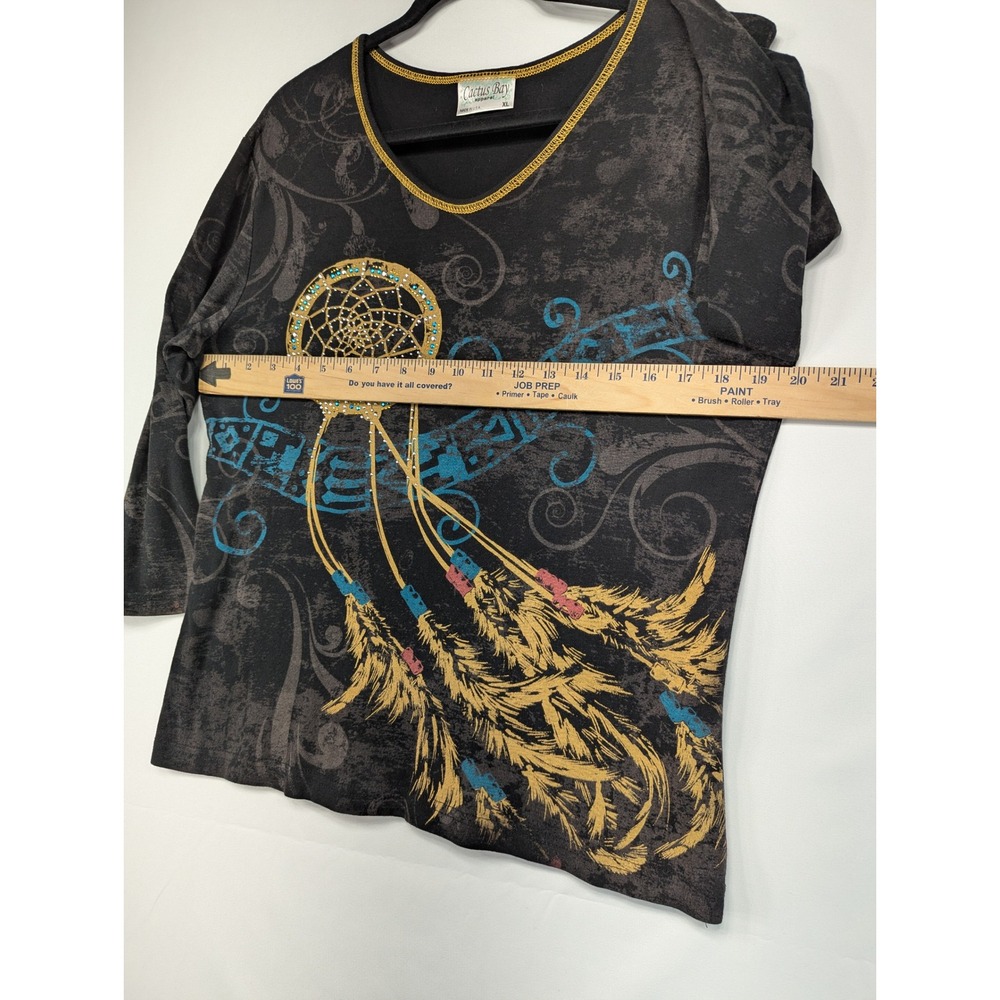 Cactus Bay Apparel Womens Long Sleeve‎ Dreamcatcher Graphic T Shirt XL Black - Picture 5 of 9